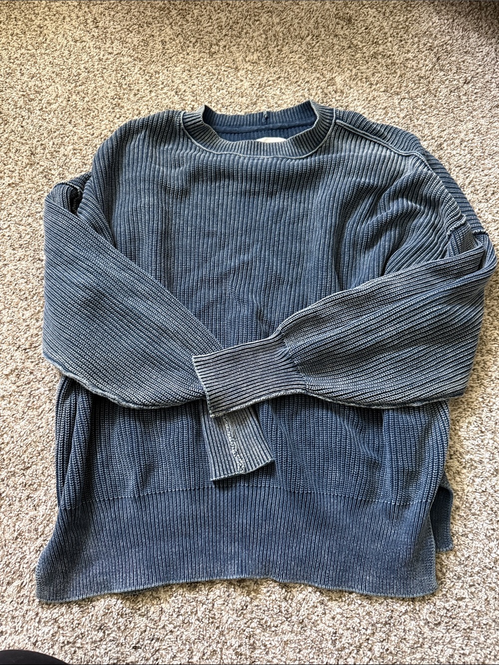 aerie Women’s oversized Ribbed Crewneck Sweater - Slate Blue